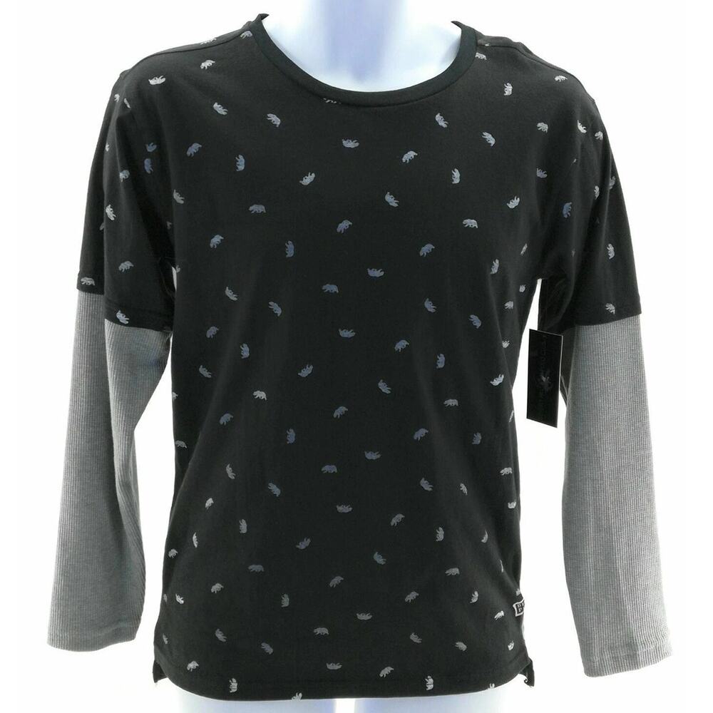 Beverly Hills Polo Club Toddler Boys Shirt 2T Layered Long Sleeve Black Gray